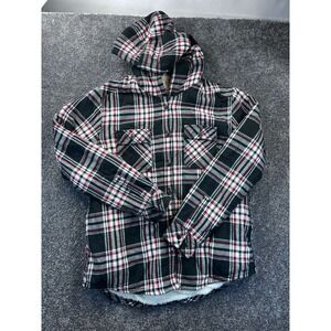 Boston Traders Womens Plaid Sherpa-Lined Hooded Flannel‎ Jacket Size Medium